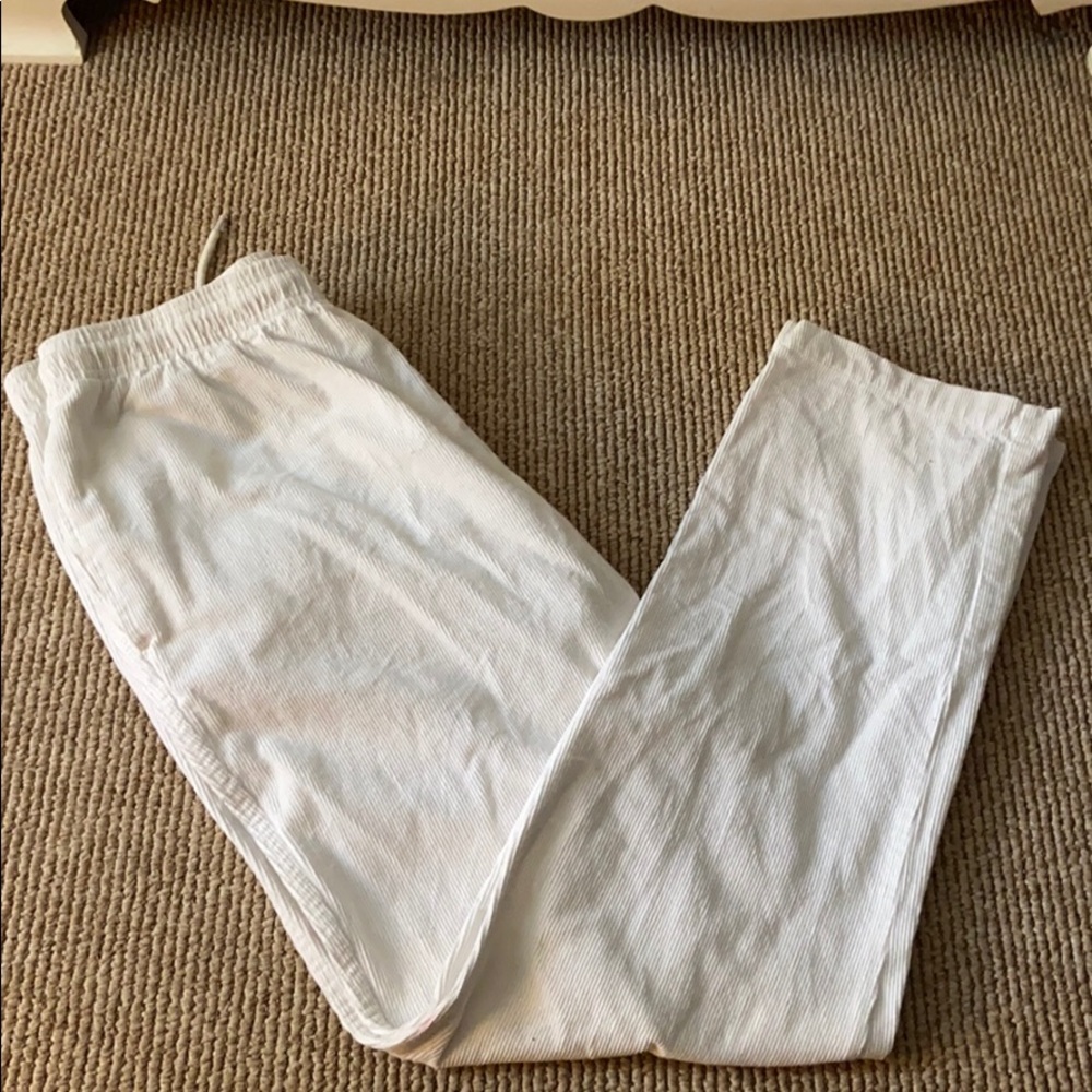 Stüssy Drawstring White Pants with Back Pocket